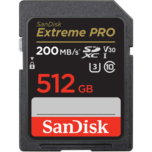SanDisk 512GB Extreme PRO UHS-I SDXC Memory Card (200mb/s)
