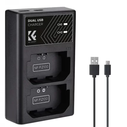 K&F CONCEPT NP-FZ100 Dual Slot Quick Charger, Micro USB and Type-C Dual Interface