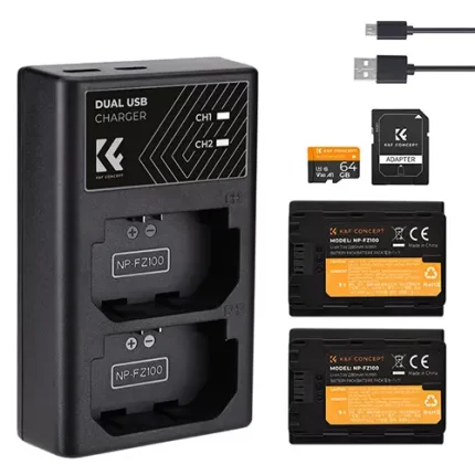 K&F Concept NP-FZ100 battery + NP-FZ100 battery for Sony Camera Charger